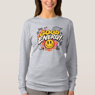Retro-Y2K-Streetwear-Good-Energy-Smiley-Gesicht-Gr T-Shirt
