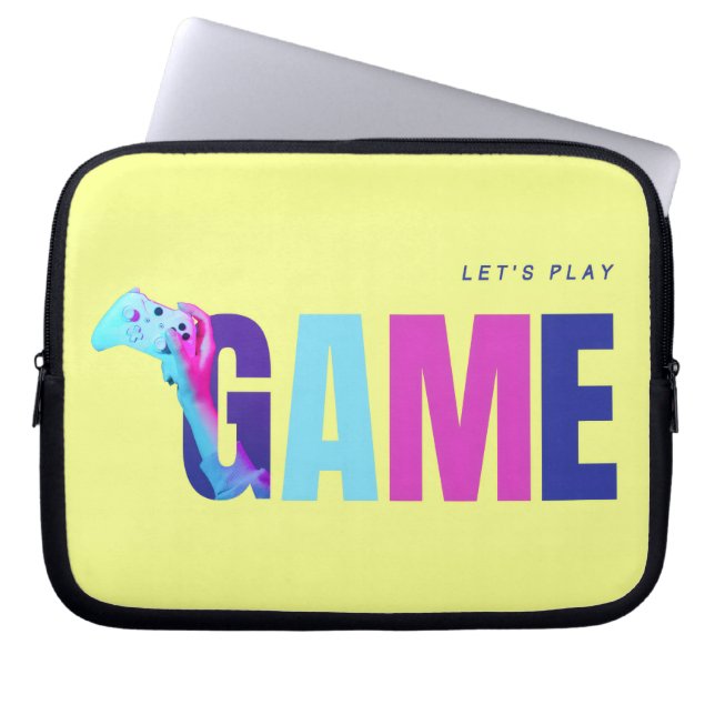 Retro Y2K Tech Synthwave Cyberpunk Gamer Gelb Laptopschutzhülle (Vorderseite)