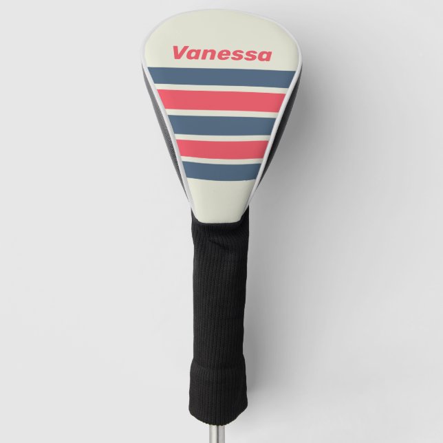 Retro Yacht Club Across Striping with Name Golf Headcover (Vorderseite)