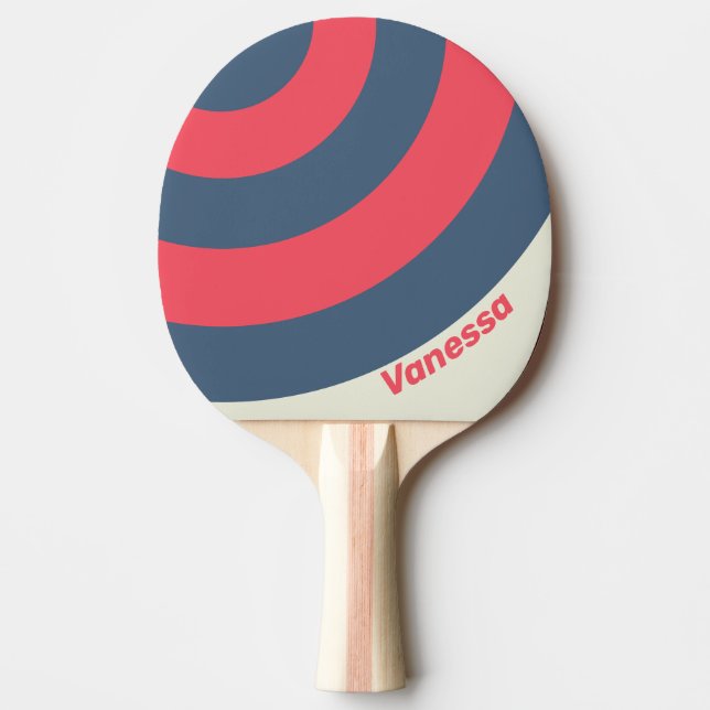 Retro Yacht Club Circle Stripe with Name Tischtennis Schläger (Vorderseite)