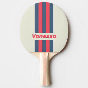 Retro Yacht Club Pin gestreift mit Namen Tischtennis Schläger