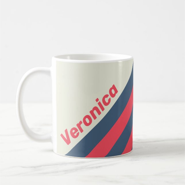 Retro Yacht Club Stripes with Name Kaffeetasse (Links)