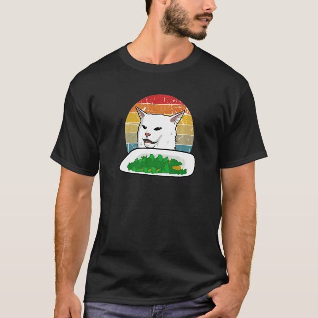 Retro Yelling Verwirrte Cat Internet Meme Vegan Ki T-Shirt (Vorderseite)