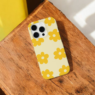 Retro Yellow Beige Floral Whimsisches Preppy Hippi iPhone 16 Pro Hülle