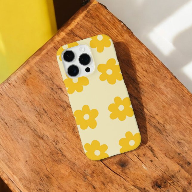 Retro Yellow Beige Floral Whimsisches Preppy Hippi Case-Mate iPhone Hülle (Von Creator hochgeladen)