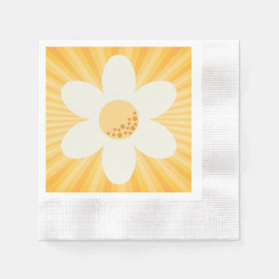 Retro Yellow Daisy Party Napkins Groovy Boho Flo Serviette