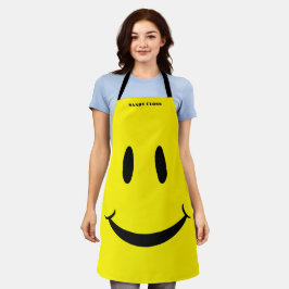 Retro Yellow Happy Face Lächelndes Muster Schürze