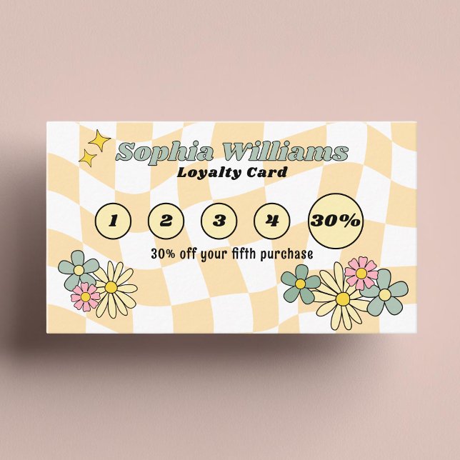 Retro Yellow Karos Business Discount bei Loyalty C Treuekarte (Von Creator hochgeladen)