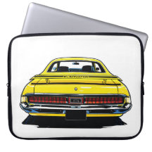 Retro Yellow Muscle Car Rear Pop Art Illustration