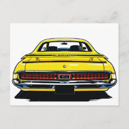 Retro Yellow Muscle Car Rear Pop Art Illustration Postkarte