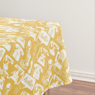 Retro Yellow oder Hello Any Color Telefone Muster Tischdecke