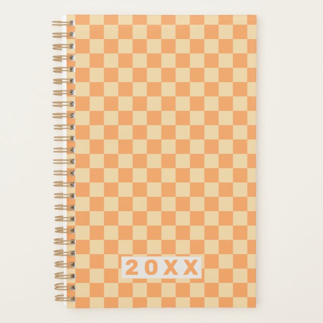 Retro Yellow Orange Checkerboard 2026 Planer (Vorderseite)