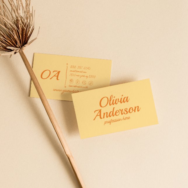 Retro Yellow Orange farbenfrohe Groovy Bold trendy Visitenkarte (Von Creator hochgeladen)