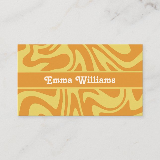 Retro Yellow Orange Modern Business Card Visitenkarte (Vorderseite)
