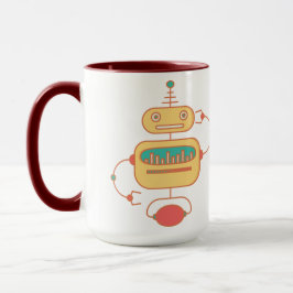 Retro Yellow Robot Space Graphic Tasse