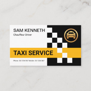 Retro Yellow Taxi Karo Box Cab Ride Share Driver Visitenkarte