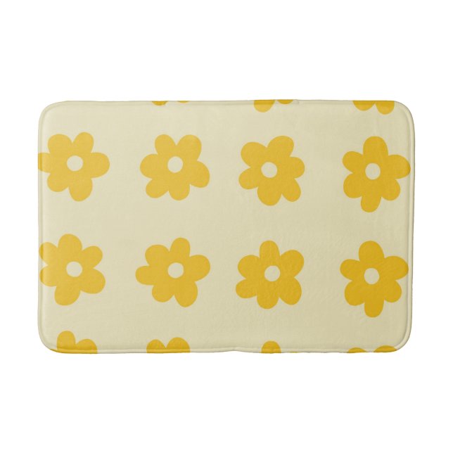 Retro Yellow Tropical Simple Blume Pattern Badematte (Vorderseite)