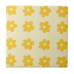 Retro Yellow Tropical Simple Blume Pattern Fliese