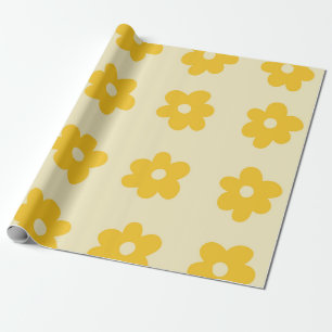 Retro Yellow Tropical Simple Blume Pattern Geschenkpapier