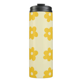 Retro Yellow Tropical Simple Blume Pattern Thermosbecher