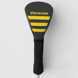 Retro Yellowjacket Drei-Quer-Streifung mit Namen Golf Headcover