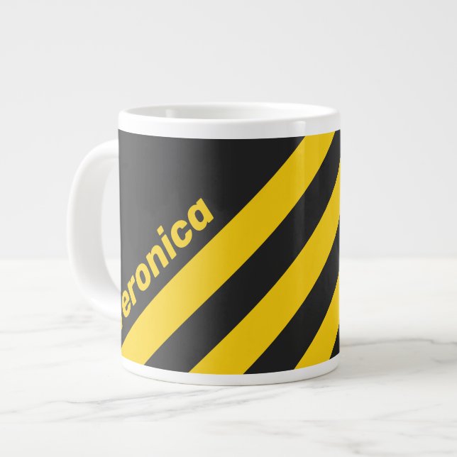 Retro Yellowjacket Three Stripes with Name Jumbo-Tasse (Vorderseite Links)