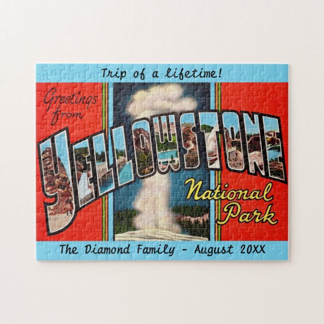 Retro Yellowstone Nationalpark 11x14 Puzzle (Horizontal)