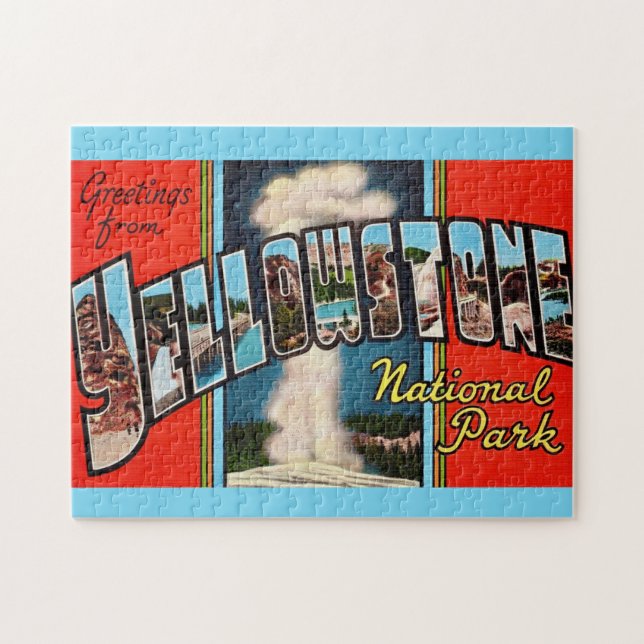 Retro Yellowstone Nationalpark Postcard Puzzle (Horizontal)