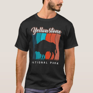 Retro Yellowstone Nationalpark US Bison Büffel V T-Shirt