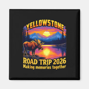 Retro Yellowstone Roadtrip 2026 Sommerferien Magnet