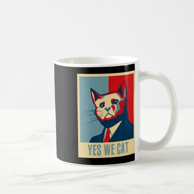 Retro Yes We Cat Funny Cat Lover Pet Besitzer Kaffeetasse (Rechts)