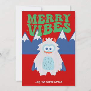 Retro Yeti Whimsical Kids No Foto Feiertagskarte
