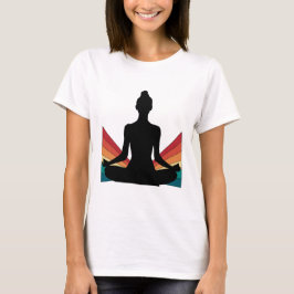 Retro Yoga Girl Minimalist Meditation Pose Graphic T-Shirt