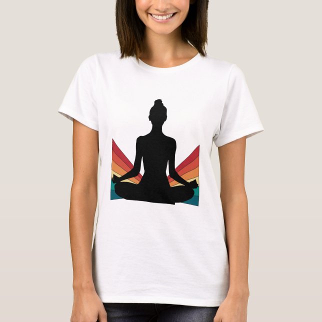 Retro Yoga Girl Minimalist Meditation Pose Graphic T-Shirt (Vorderseite)