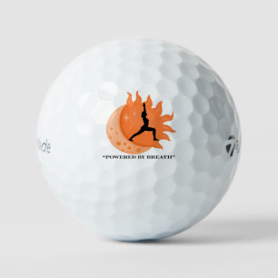 Retro-Yoga-Zitat, unterstützt durch den Atem Golfball