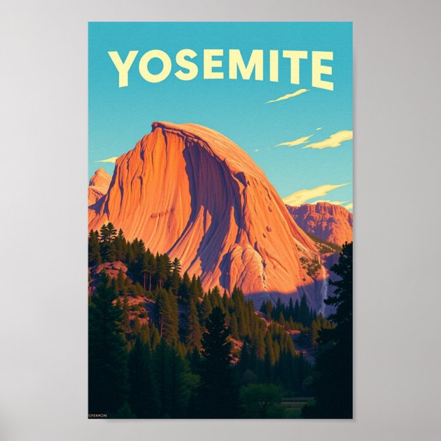 Retro Yosemite California Travel Illustration Poster (Vorne)