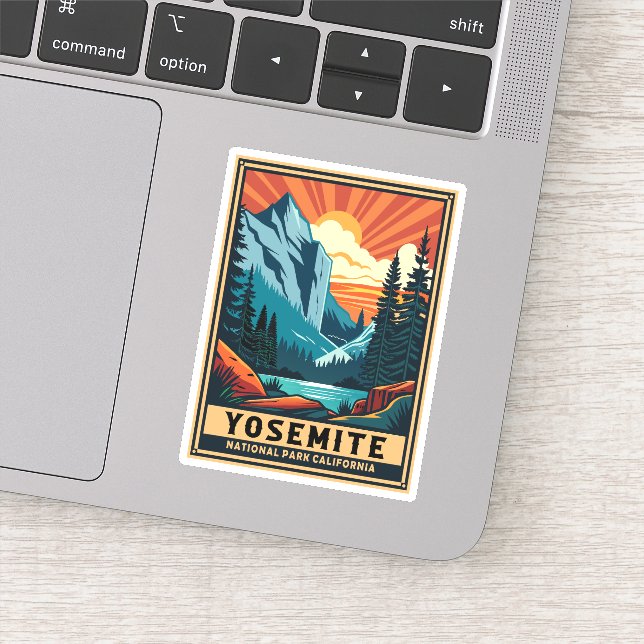 Retro Yosemite Nationalpark California Aufkleber (Detail)