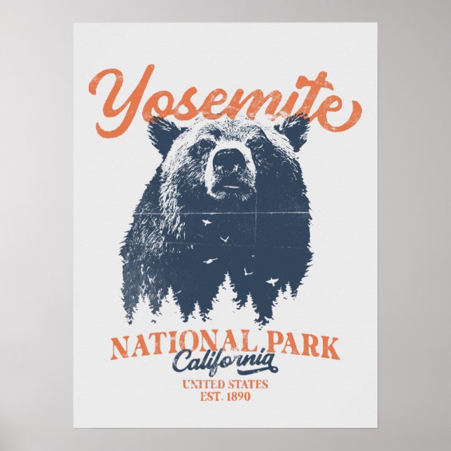 Retro Yosemite Nationalpark California Poster (Vorne)