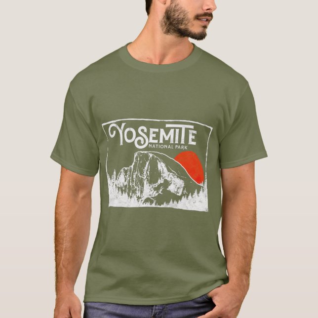 Retro Yosemite Nationalpark Halbedecker Dome Vinta T-Shirt (Vorderseite)