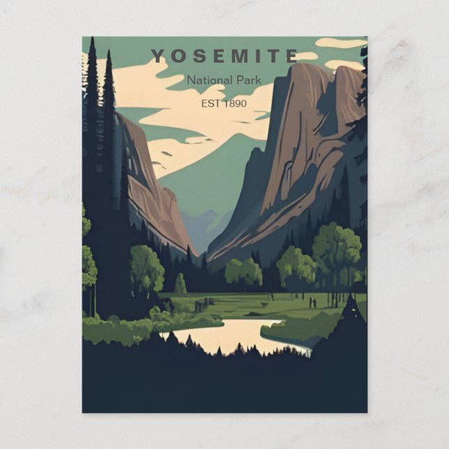 Retro Yosemite Nationalpark Halbkugel Kuppel Kalif Postkarte (Vorderseite)