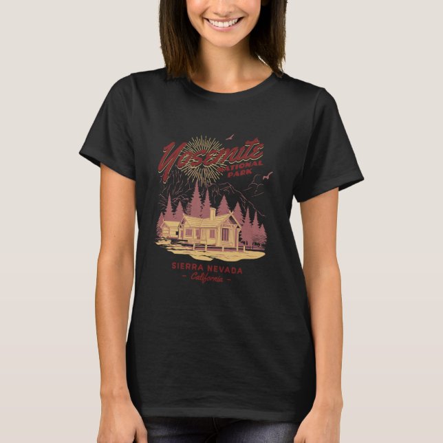 Retro Yosemite Nationalparks Camping Wandern T-Shi T-Shirt (Vorderseite)