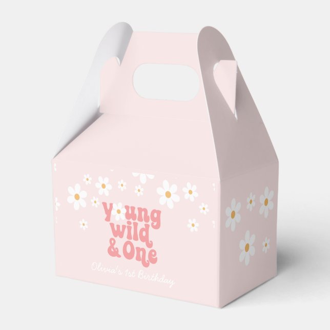 Retro Young Wild One Pink Daisy Gevor Box Geschenkschachtel (Vorderseite)