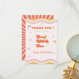 Retro Young Wild und Three Birthday Dankeskarte