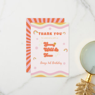 Retro Young Wild und Three Birthday Dankeskarte