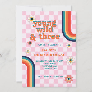 Retro Young Wild und Three Birthday Einladung
