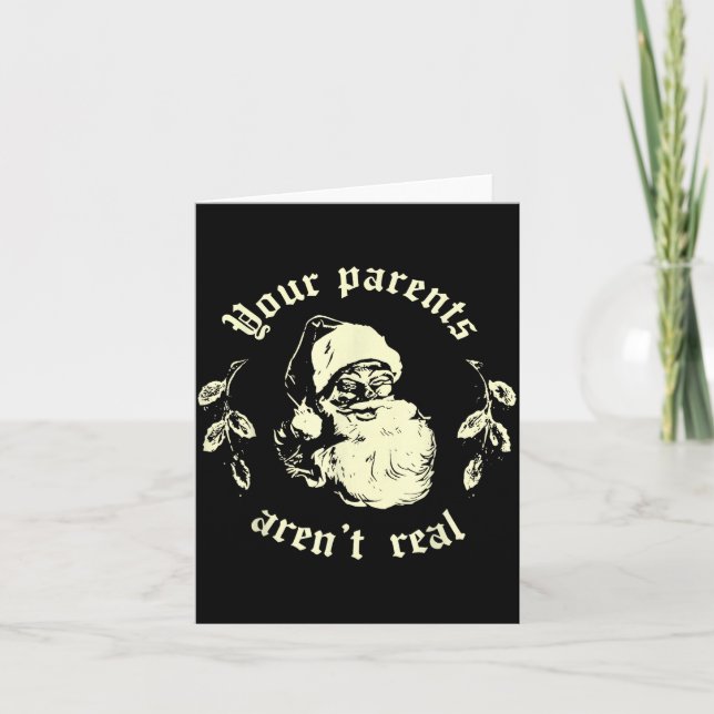 Retro Your Parents Aren't Real Santa Funny Christm Karte (Vorderseite)