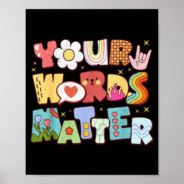 Retro Your Words Sped Special Education Teacher Ki Poster (Vorne)