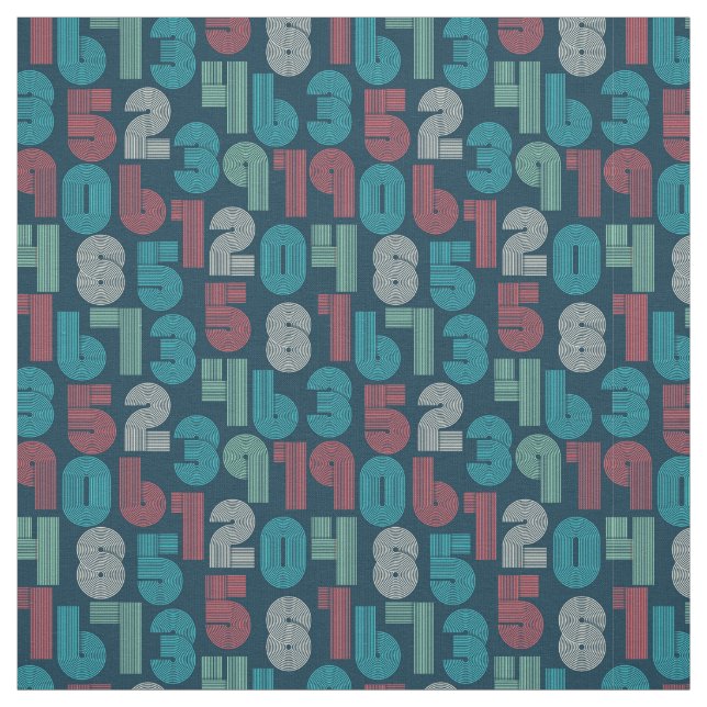 Retro-Zahlen Ultramarine blaues Gewebe Stoff (Muster)