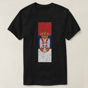 Retro Zastava und Wappen Serbiens  T-Shirt