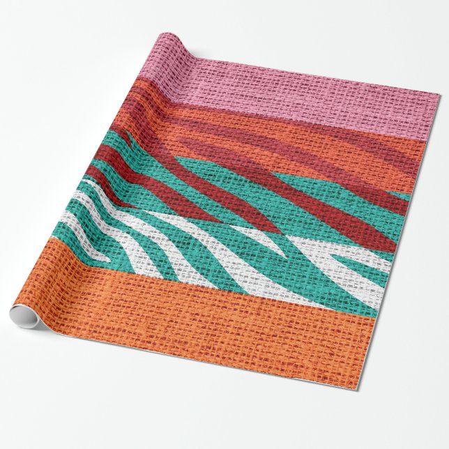 Retro Zebra Skin Print Pattern Burlap Rustikal #5 Geschenkpapier (Ungerollt)